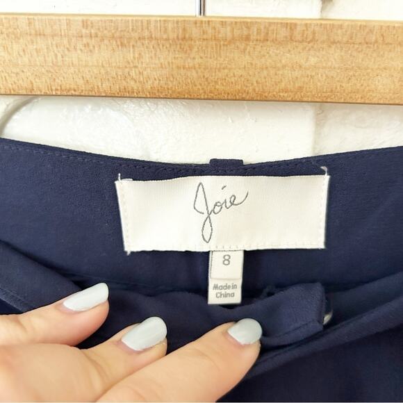 Joie Womens Straight Leg Pants Navy Blue Flat Front Pockets Career Workwear Sz 8 - Picture 5 of 6